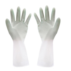 四季款清洁刷碗透白双色手套橡胶乳胶(M)号 白 L